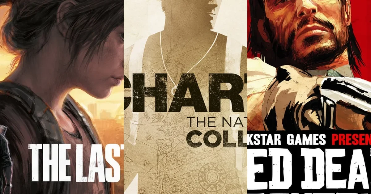 Official art for The Last of Us, Uncharted, and Red Dead Redemption on PS3