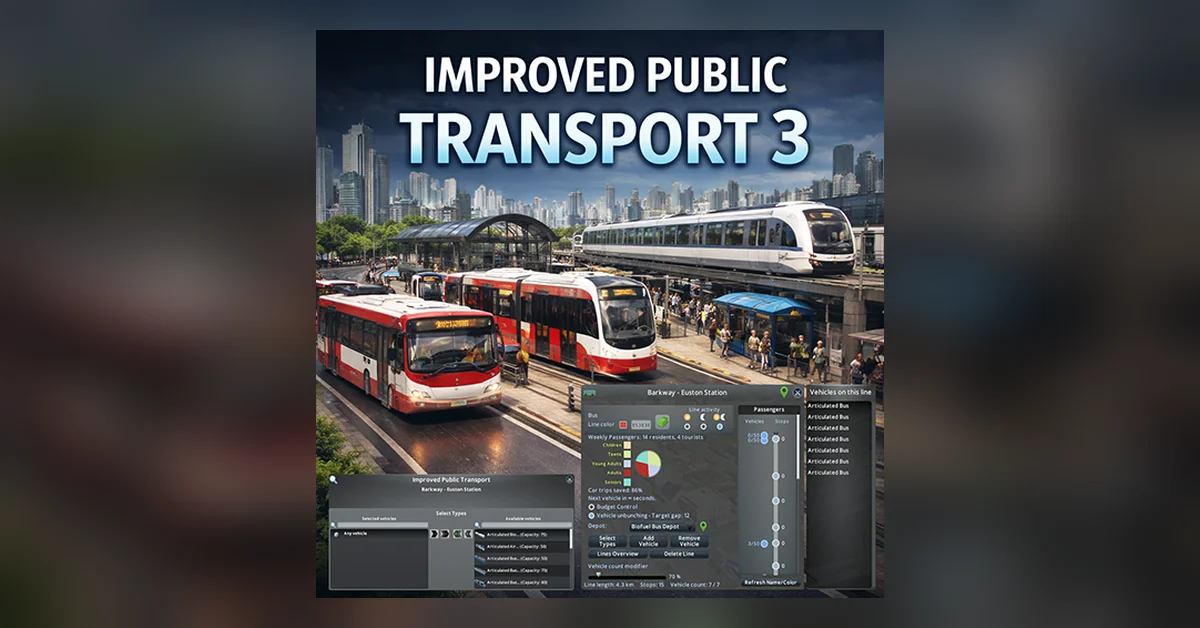 Improved Public Transport 3 mod for Cities Skylines by Madisonian
