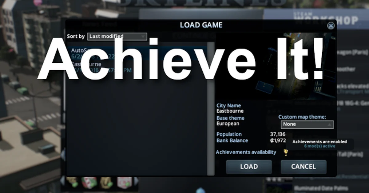 Achieve It! mod for Cities Skylines by Keallu
