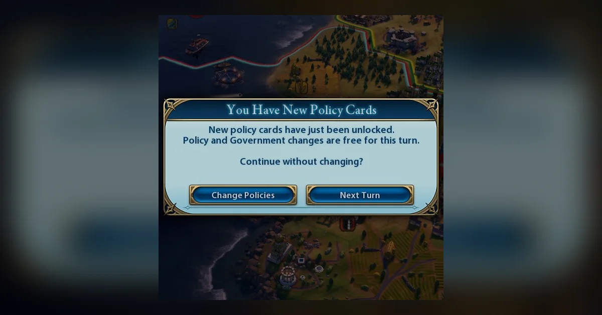 Policy Change Reminder mod for Civilization 6 by FinalFreak16