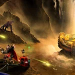 Dwarves defending a drilling rig in Deep Rock Galactic key art