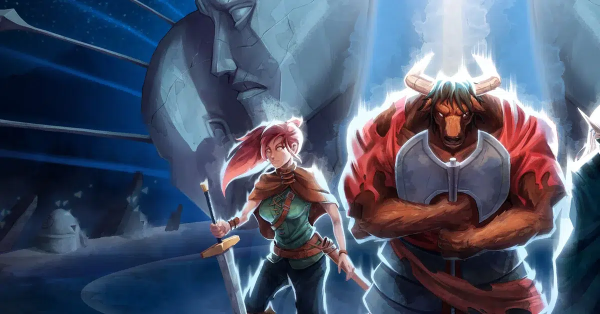 Dimraeth key art showing the pixel-art fantasy world of Mirkea