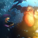 A dwarf miner firing into a swarm in Deep Rock Galactic Survivor key art