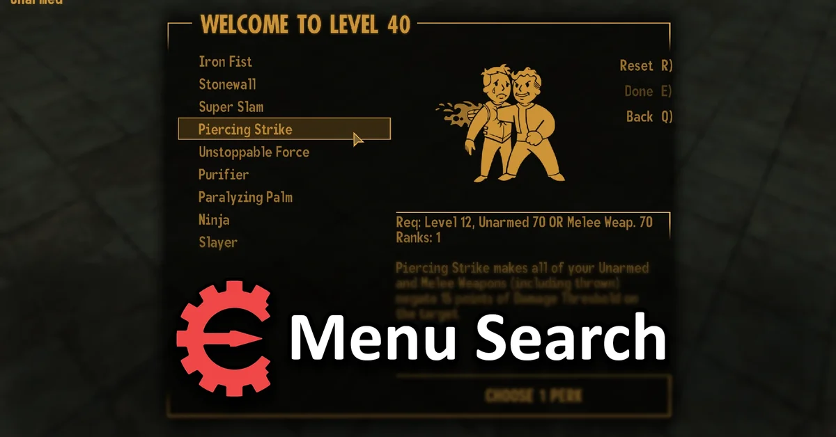 Menu Search mod for Fallout New Vegas by lStewieAl