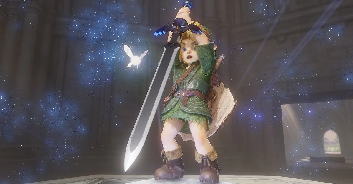 Link drawing the Master Sword