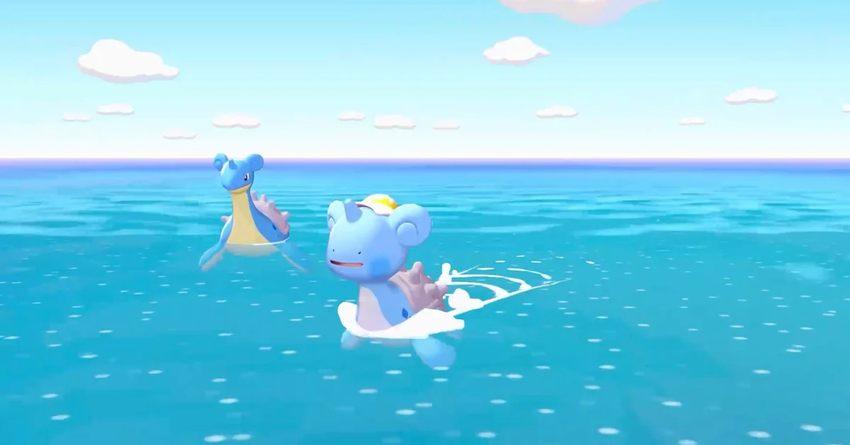 Surfing on Lapras in Pokemon Pokopia