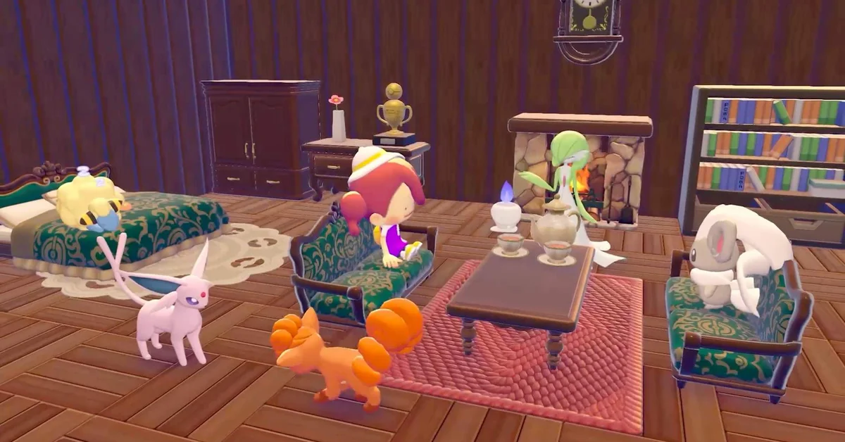 Decorating an interior in Pokemon Pokopia