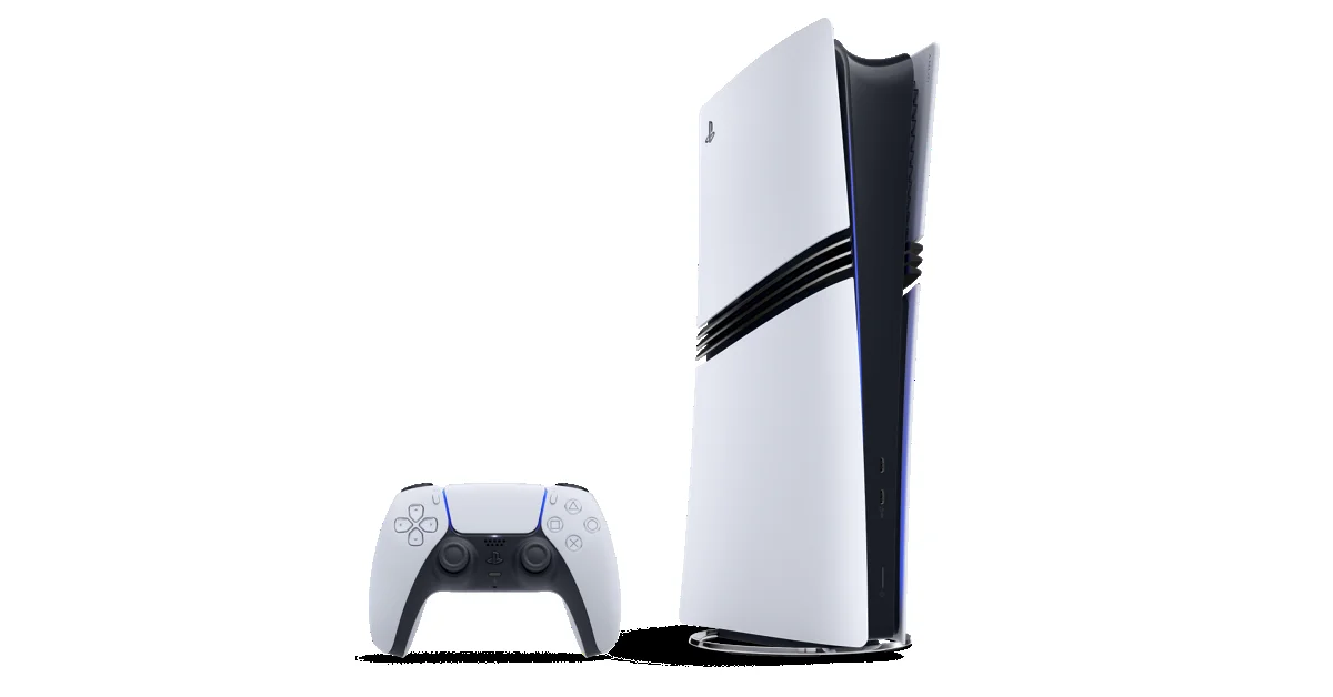 Official image of the PlayStation 5 Pro console and DualSense controller