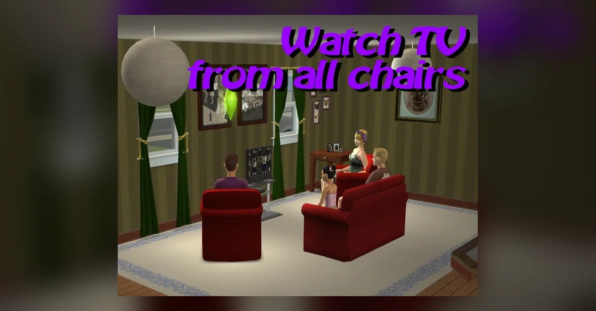 Watch TV from All Chairs mod for Sims 2 by MogHughson