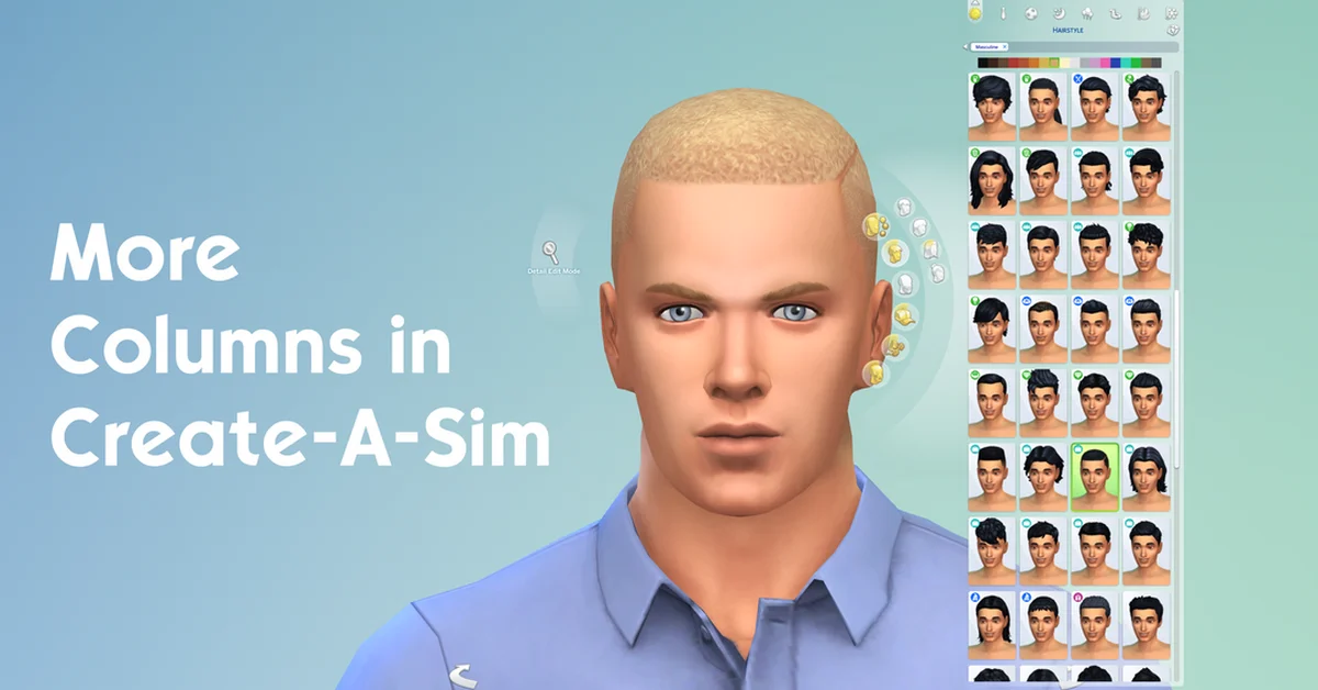 More Columns in CAS mod for The Sims 4 by weerbesu