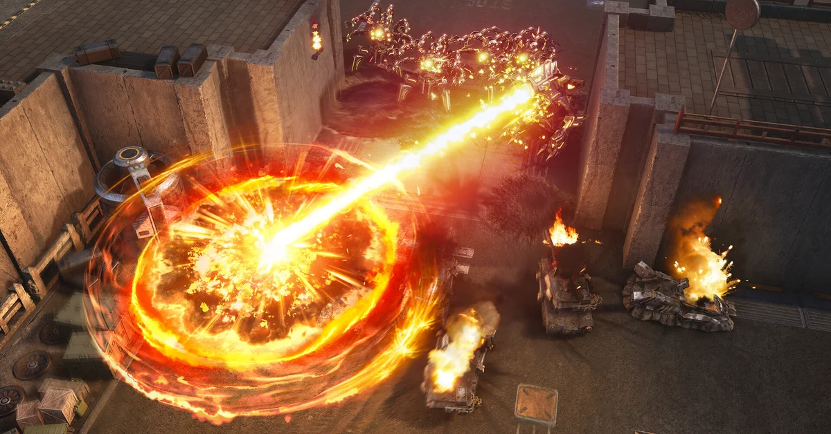 A superweapon strike in Tempest Rising The Veti's Wrath