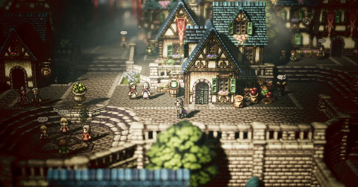The HD-2D town of Octopath Traveler