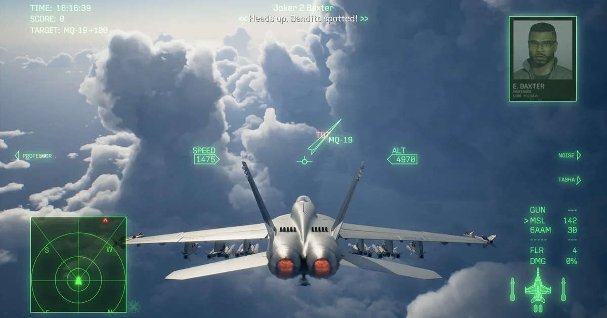 A fighter jet flying through clouds in Ace Combat 8 Wings of Theve