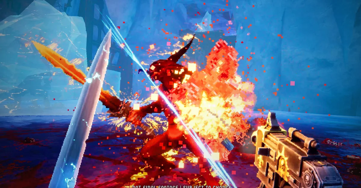 A Space Marine firing a boltgun in Warhammer 40,000 Boltgun 2