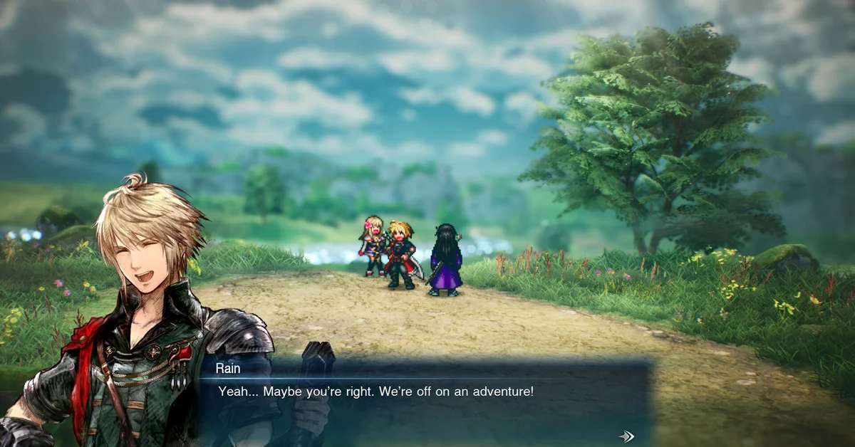 The party on a forest road in Final Fantasy Resonance