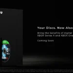 An Xbox Series X with a Gears disc under the words Your Discs. Now Also Digital.