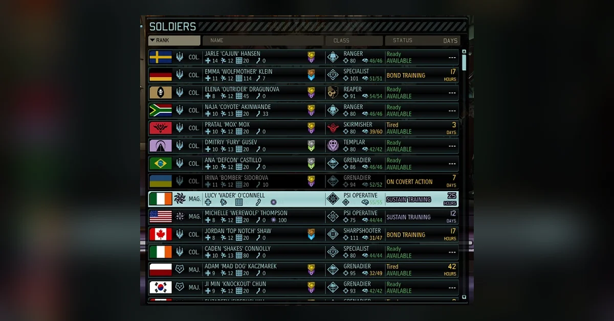 Detailed Soldier Lists mod for XCOM 2 by -bg-