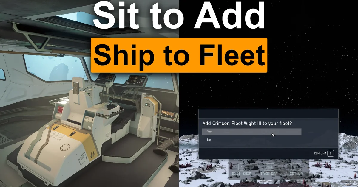 Sit To Add Ship to Fleet mod for Starfield by wankingSkeever